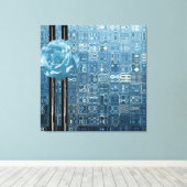 Babyblauw roos canvas afdruk (Insitu (Houten vloer))