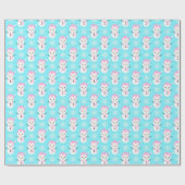 Babyblauw, roze en witte kerstman cadeaupapier (Vlak)