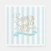 Babyblauw Striped Snips en Snagelpapier Napkins Servet (Voorkant)