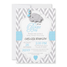 Babyblauw, wit grijs 🐘 Baby shower