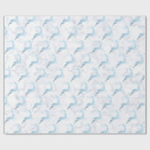 Babyblauw wit marmerend rendierpatroon cadeaupapier (Vlak)