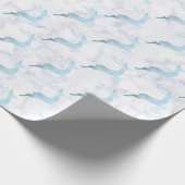 Babyblauw wit marmerend rendierpatroon cadeaupapier (Hoek)