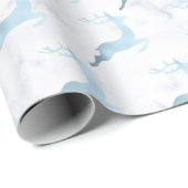 Babyblauw wit marmerend rendierpatroon cadeaupapier (Rol Hoek)