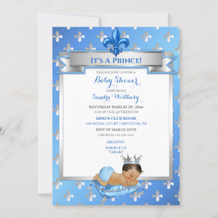 Babyblauw & Zilver Fleur de Lis Etnische Prins Kaart