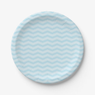 babyblauwe chevron zig zag patroon papieren borden bordje