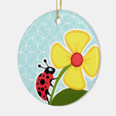 Babyblauwe cirkels; Lieveheersbeestje Keramisch Ornament (Links)