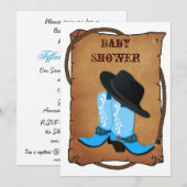 babyblauwe cowboylaarzen western baby shower kaart (Voorkant / Achterkant)