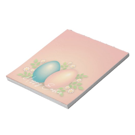 Babyblauwe en roze eitjes en lentemeel notitieblok (Linkerzijde)