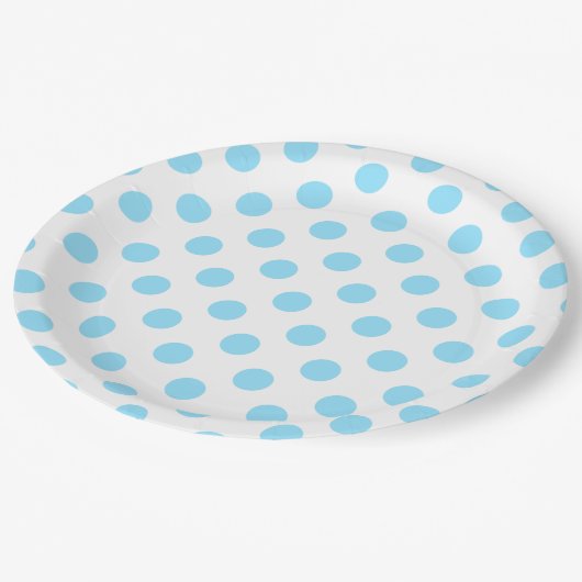 Babyblauwe en witte haarvlekken papieren bordje (Gekanteld)