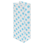 Babyblauwe en witte haarvlekken wijn cadeautas (Achterkant Gekanteld)