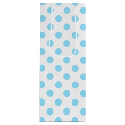 Babyblauwe en witte haarvlekken wijn cadeautas (Voorkant)
