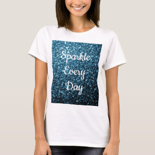 Babyblauwe faux-glitter-sparren, elke dag sms t-shirt