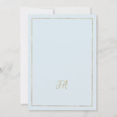 Babyblauwe gouden glitters pioenroos bloemige tafe kaart (Achterkant)