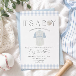 Babyblauwe honkbal O, jongen baby shower uitnodigi Kaart