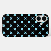 Babyblauwe kruissteken op zwart Case-Mate iPhone case (Achterkant (horizontaal))