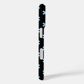 Babyblauwe kruissteken op zwart Case-Mate iPhone case (Achterkant / Rechts)