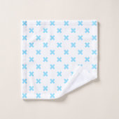 Babyblauwe kruisstiften op wit bad handdoek (Wasdoekje)
