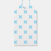 Babyblauwe kruisstiften op wit cadeaulabel (Voorkant)