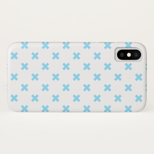 Babyblauwe kruisstiften op wit Case-Mate iPhone case (Achterkant (horizontaal))