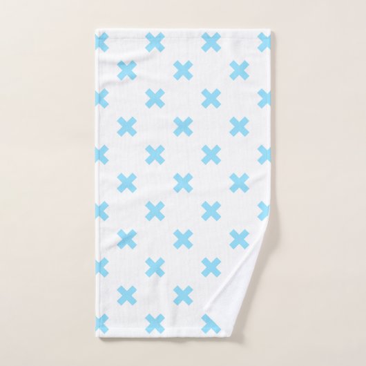 Babyblauwe kruisstiften op wit handdoek (Handdoek)