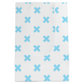 Babyblauwe kruisstiften op wit medium cadeauzakje (Achterkant)