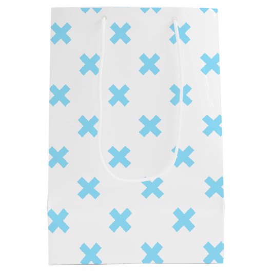 Babyblauwe kruisstiften op wit medium cadeauzakje (Achterkant)
