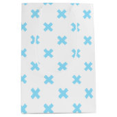 Babyblauwe kruisstiften op wit medium cadeauzakje (Voorkant)