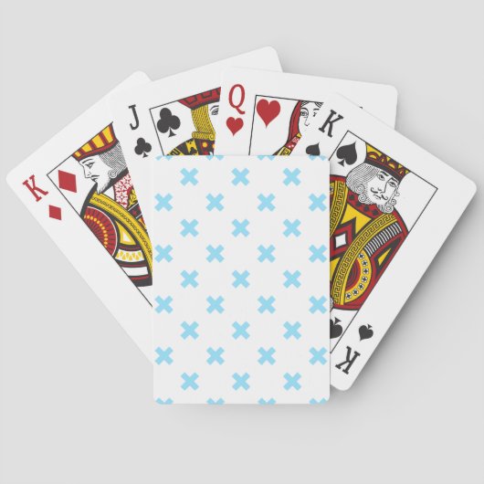 Babyblauwe kruisstiften op wit pokerkaarten (Achterkant)