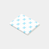 Babyblauwe kruisstiften op wit post-it® notes (Schuin)