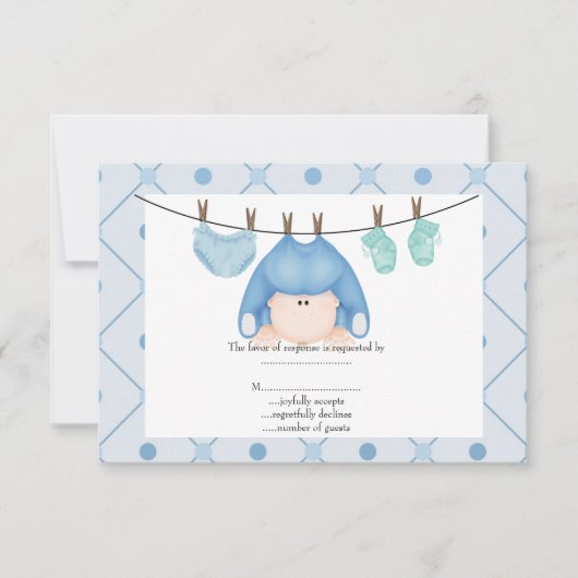 babyblauwe lijn baby rsvp (Voorkant)