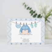 babyblauwe lijn baby rsvp (Staand voorkant)