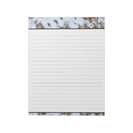 Babyblauwe marmer met gouden inleg 8,5 x 11 notitieblok (Linkerzijde)