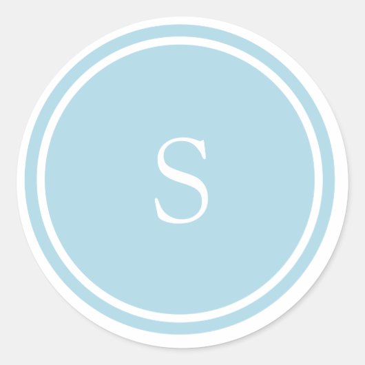 Babyblauwe monogram sticker (Voorkant)