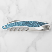 Babyblauwe nepschitterende glitters Monogram Kurkentrekker (Achterkant)