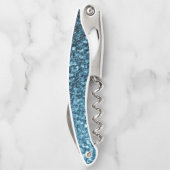 Babyblauwe nepschitterende glitters Monogram Kurkentrekker (Achterkant)