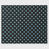 Babyblauwe polka kruist zwart cadeaupapier (Vlak)