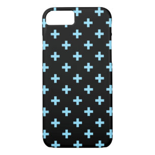 Babyblauwe polka kruist zwart 	iPhone 8/7 hoesje