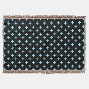 Babyblauwe polka kruist zwart deken