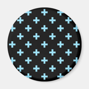 Babyblauwe polka kruist zwart magneet
