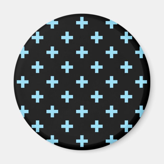 Babyblauwe polka kruist zwart magneet (Voorkant)