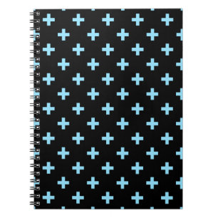 Babyblauwe polka kruist zwart notitieboek