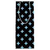Babyblauwe polka kruist zwart wijn cadeautas (Achterkant)