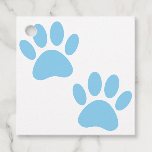 Babyblauwe puppyleenprinters bedankjes labels (Voorkant)