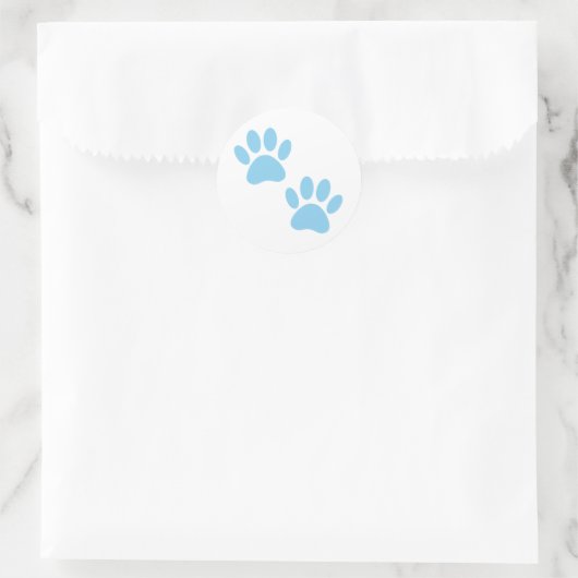 Babyblauwe puppyleenprinters ronde sticker (Tas)