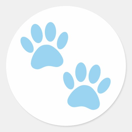 Babyblauwe puppyleenprinters ronde sticker (Voorkant)