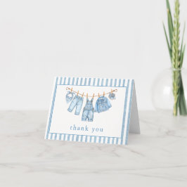 Babyblauwe spijkerbroek Baby Shower Waslijn Denim Bedankkaart