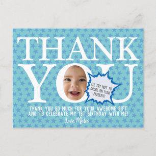 babyblauwe ster   Grappige bedankkaart Briefkaart
