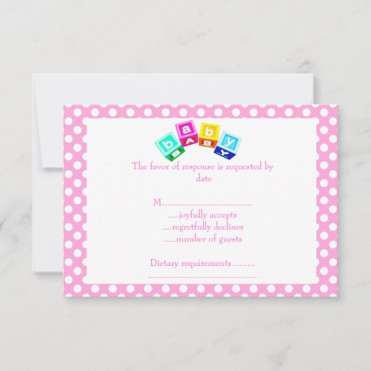 babyblauwe stipblokken RSVP kaartje (Voorkant)