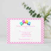 babyblauwe stipblokken RSVP kaartje (Staand voorkant)