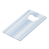 Babyblauwe strepen creditkaart flessenopener (Voorkant Gekanteld)